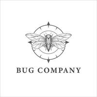 Bug Compass Hand Drawn Logo vector