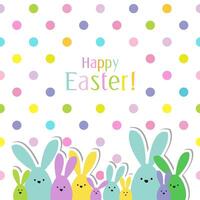 Celebration Greeting Easter card, colorful easter bunny family on polka dot background vector