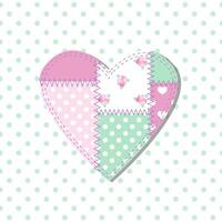 Heart, decorative patchwork design on polka dot background vector