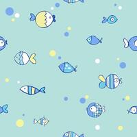 Seamless fish pattern. Blue summertime texture. vector