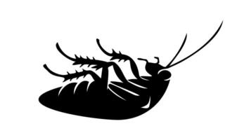 Black silhouette of dead cockroach lying on its back on white backdrop. illustration. Good for pest control service ads, hygiene educational content, product labels for insecticides. Print vector