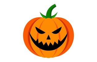 jack-o-lantern with a menacing grin. Halloween pumpkin illustration. Isolated on white backdrop. Concept of Halloween, festive decor, autumn celebration, spooky symbol, October tradition. vector