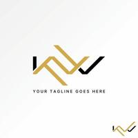 Logo design graphic concept creative premium abstract stock unique letter initial KW font line connected. Related typography monogram branding vector