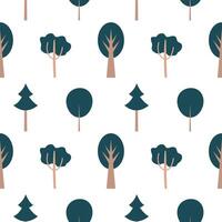 flat forest with trees seamless pattern vector