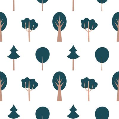 flat forest with trees seamless pattern