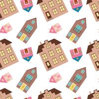 Seamless pattern with town houses on white background vector