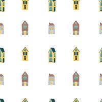 Flat style townhouses seamless pattern. town houses pattern on white background vector