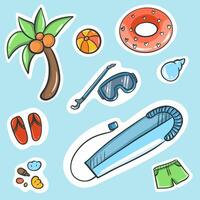 summer stickers isolated, set of summer elements vector