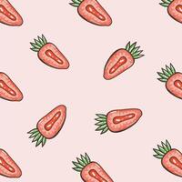 Strawberries hand drawn seamless pattern background vector