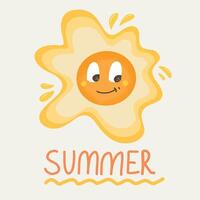 summer sun with eyes and smile, isolated on a white background vector