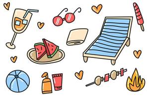 summer set of trendy stickers, beach elements isolated on white background vector