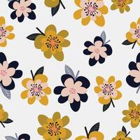 Seamless cute hand drawn floral pattern background vector