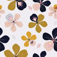 Seamless beautiful hand drawn flowers pattern background vector