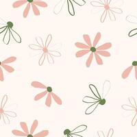 Seamless cute hand drawn floral pattern background vector