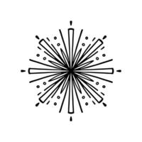 Firework line icon. Exploding festival fireworks set, Isolated on white background. Flat doodle style. Design concept for holiday banner, poster, flyer, greeting card, decorative elements vector