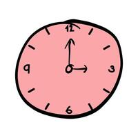 Clock icon with doodle hand drawn style on white background. vector