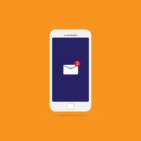 Email notification concept. New email on the smartphone screen. illustration in flat style. vector