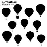 Set of air balloon silhouette illustrations vector