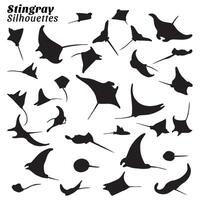 Stingray silhouette illustration set. vector