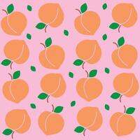 Hand drawn peach pattern peaches with cayenne leaves around vector