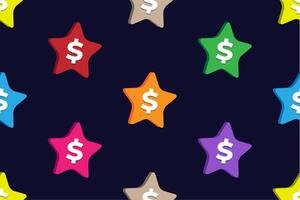 Colorful star with dollar symbol. Seamless pattern with colorful star dollar sign. Background with dollar sign. vector