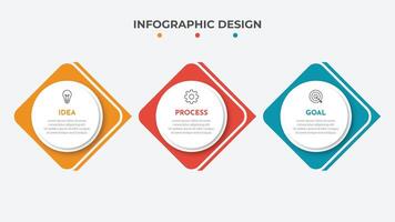 Timeline infographic design with circle for business template. 3 steps. vector