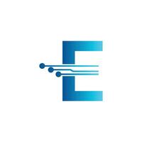 E letter tech logo, initial E for technology symbol vector