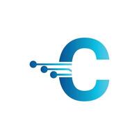 C letter tech logo, initial C for technology symbol vector