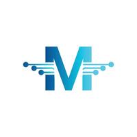 M letter tech logo, initial M for technology symbol vector