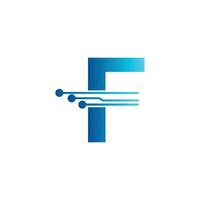 F letter tech logo, initial F for technology symbol vector