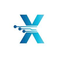 X letter tech logo, initial X for technology symbol vector