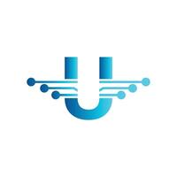 U letter tech logo, initial U for technology symbol vector