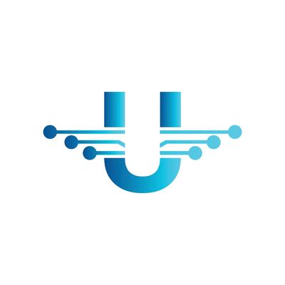 U letter tech logo, initial U for technology symbol