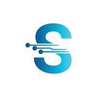 S letter tech logo, initial S for technology symbol vector