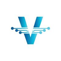 V letter tech logo, initial V for technology symbol vector