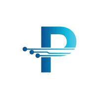 P letter tech logo, initial P for technology symbol vector