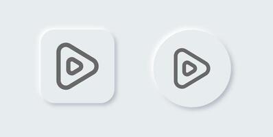 Play button line icon in neomorphic design style. Media player signs illustration. vector