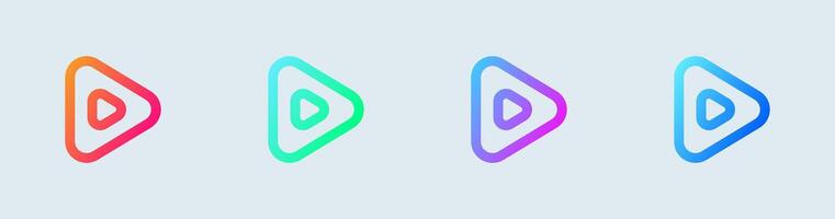 Play button line icon in gradient colors. Media player signs illustration. vector