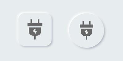 Socket solid icon in neomorphic design style. Power plug signs illustration. vector