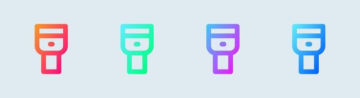 Flashlight line icon in gradient colors. Torch signs illustration. vector