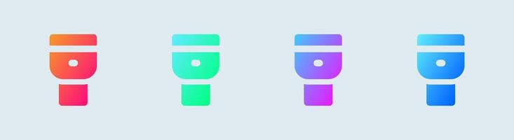 Flashlight solid icon in gradient colors. Torch signs illustration. vector