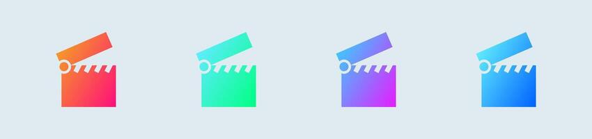 Clapboard solid icon in gradient colors. Cinema signs illustration. vector