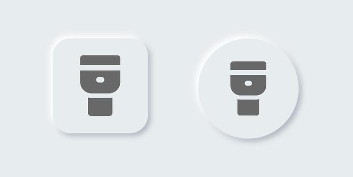 Flashlight solid icon in neomorphic design style. Torch signs illustration. vector