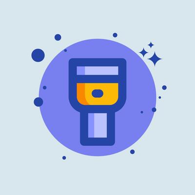 Flashlight flat illustration. Torch signs illustration.