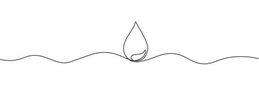 Single line continuous drawing of water drop. Single editable line icon of oil drops , blood , tears. illustration. vector