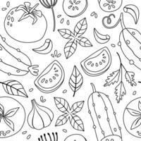 Pattern from doodle vegetables. texture for paper, textile, paper. Coloring for kids. vector