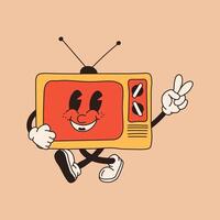 Charming cartoon old tv figure, reminiscent of classic animations from the 60s and 70s, featuring amusing characters. vector