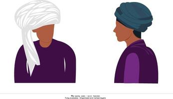 hombre vistiendo turbante - ilustración vector