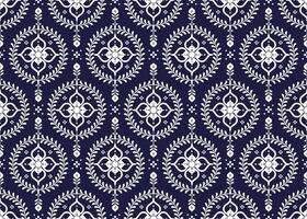 Symbol white floral seamless pattern on a dark blue background vector