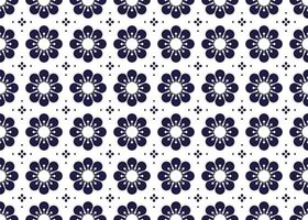 Symbol geometric dark blue flowers on white background seamless fabric ethnic pattern for cloth carpet wallpaper wrapping etc. vector